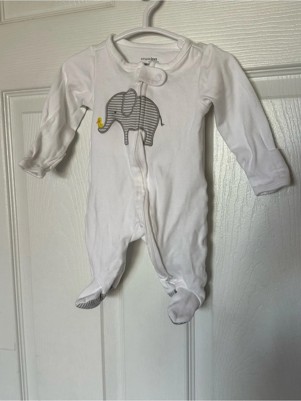 Carter’s White Baby One-Piece Footie Pajamas with Elephant Design